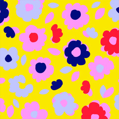 Floral seamless pattern. Hand drawn. For textile, wallpapers, print, wrapping paper. Vector stock illustration.