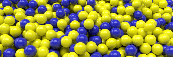 A large group of colored spheres. Minimal concept. 3d render