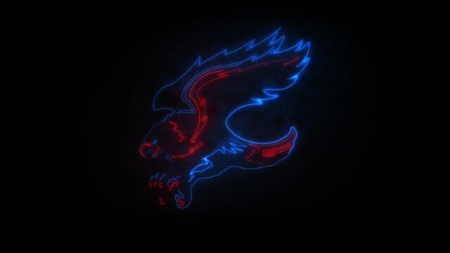 Blue Red Burning Eagle Animated Logo with Reveal Effect