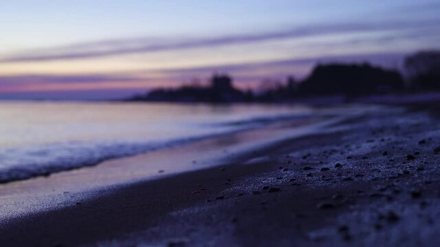 Sun rise on Lake Superior in winter 