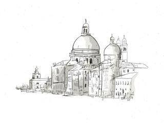 A simple digital sketch of the Grand Canal, Venice, Italy