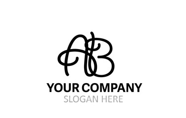 AB Hand Modern Letter Logo Design Vector