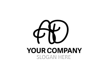 AD Hand Modern Letter Logo Design Vector