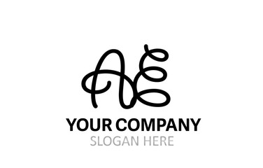 AE Hand Modern Letter Logo Design Vector