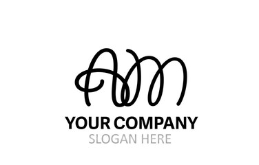AM Hand Modern Letter Logo Design Vector
