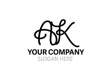 AK Hand Modern Letter Logo Design Vector