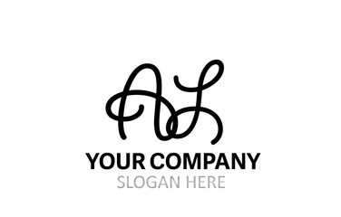 AL Hand Modern Letter Logo Design Vector