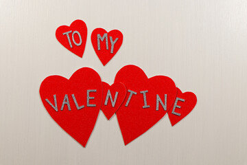 To My Valentine Red Hearts On Textured White Design