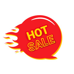 Hot sale. The fire is flaming with a red sign isolated on a white background. Modern icon Element for flyers, coupons, discounts