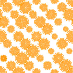 Summer illustration with oranges and limes. Seamlees pattern with colorful fruits on white background. Food concept. Template design for invitation, poster, card, fabric, textile.