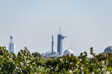 SpaceX Falcon 9 Starlink L-17 sitting on launch pad at Kennedy Space Center. February 2, 2021.