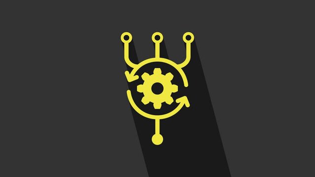 Yellow Algorithm icon isolated on grey background. Algorithm symbol design from Artificial Intelligence collection. 4K Video motion graphic animation