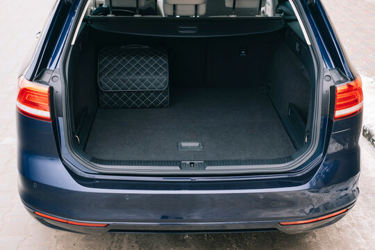 Car Trunk. Open Trunk. Seat Of The Second Row Of Seats. Organizer In The Trunk.