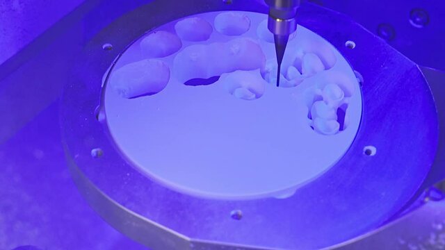Dental technology - milling machine for milling ceramic frameworks and dentures.