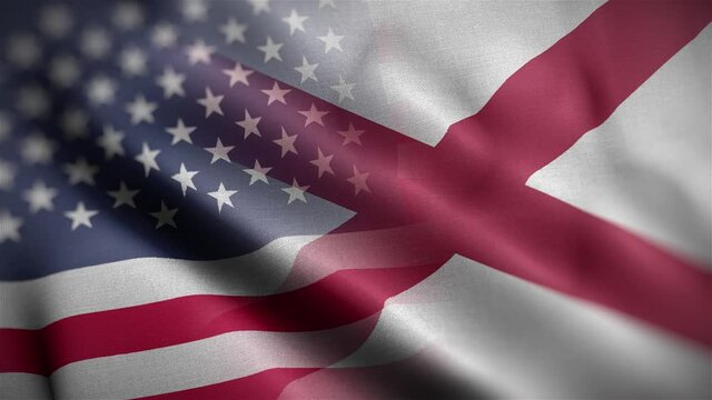 Alabama State USA Mixed Flag Close Up HD