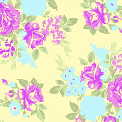 Floral seamless pattern. Hand drawn. For textile, wallpapers, print, wrapping paper. Vector stock illustration.