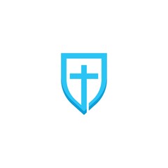cross with shield logo vector icon illustration