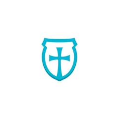 cross with shield logo vector icon illustration
