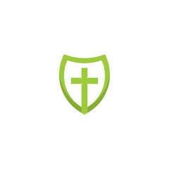 cross with shield logo vector icon illustration