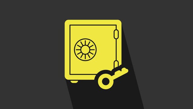 Yellow Proof of stake icon isolated on grey background. Cryptocurrency economy and finance collection. 4K Video motion graphic animation