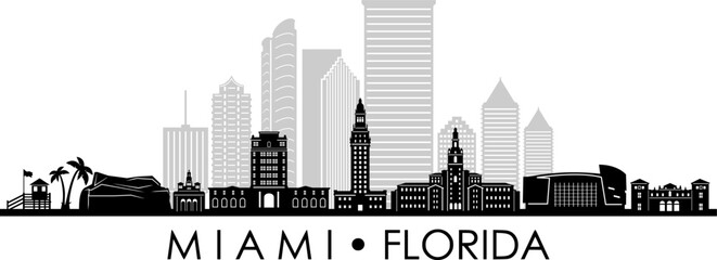 Naklejka premium MIAMI Florida SKYLINE City Silhouette 