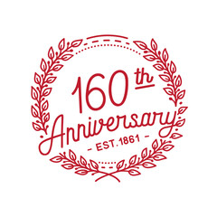 160 years anniversary logo collection. 160th years anniversary celebration hand drawn logotype. Vector and illustration.