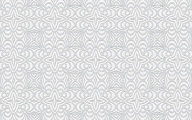 3d geometric convex pattern. Ethnic oriental white background.Texture for design and decoration. 