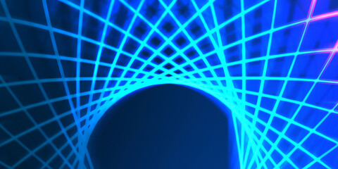 Neon colorful abstract design of light waves. Digital background with neon light glowing effect. Bright rays wallpaper.