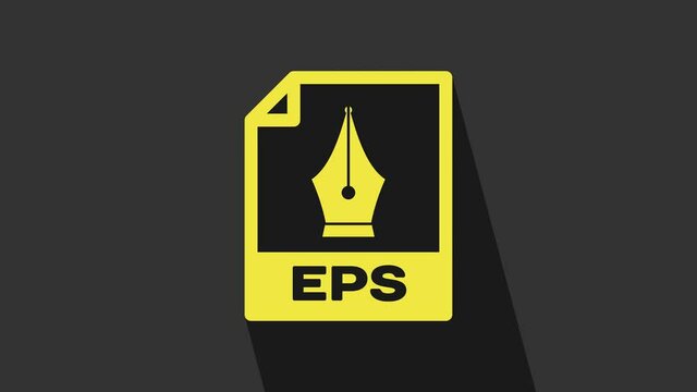 Yellow EPS file document. Download eps button icon isolated on grey background. EPS file symbol. 4K Video motion graphic animation