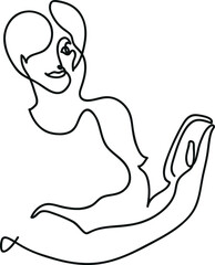 One line drawing of woman holding and using mobile phone taking selfie
One continuous line drawing of young beautiful woman and selfie concept.
