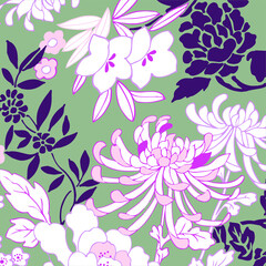 Floral seamless pattern. Hand drawn. For textile, wallpapers, print, wrapping paper. Vector stock illustration.