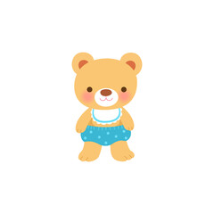 Cute baby bear boy on white background.