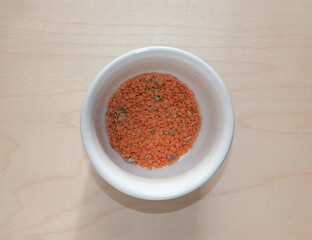 red lentils in bow