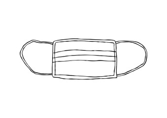 シンプルな手描きのマスクのイラスト