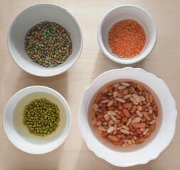 mixed beans, lentils and peas