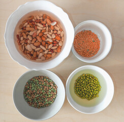 mixed beans, lentils and peas