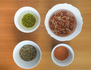 mixed beans, lentils and peas