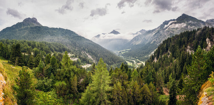 Scenic panorama of Maloja Pass