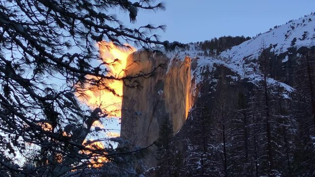 Yosemite Firefall Glowing at Sunset