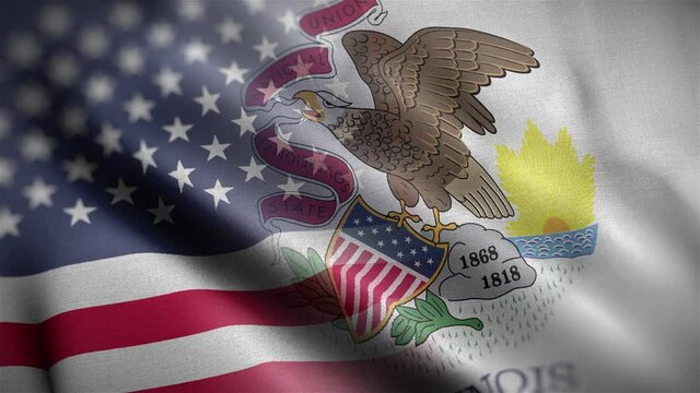 Illinois State USA Mixed Flag Close Up HD