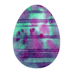 Hand drawn watercolor of easter egg. isolated on white background Stock illustration of holiday symbol.