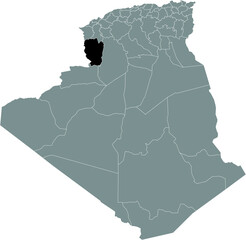 Black location map of the Algerian Naâma province inside gray map of Algeria