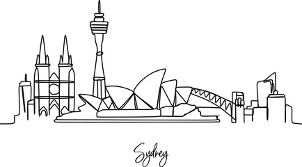 Obraz premium City skyline Continuous one line drawing - vector illustration
