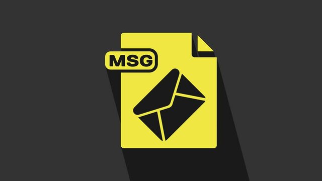 Yellow MSG file document. Download msg button icon isolated on grey background. MSG file symbol. 4K Video motion graphic animation