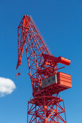 La Carola crane on a blue sunny day, Bilbao, Bizkaia, Basque Country, Spain, Europe