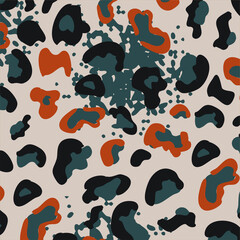 Abstract animal skin leopard seamless pattern design. Jaguar, leopard, cheetah, panther fur. Seamless camouflage background for fabric, textile, design, cover, wrapping.