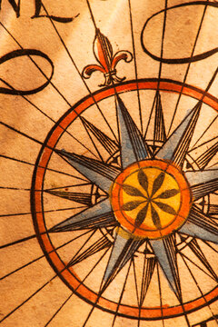 Detail of antique map, studio shot