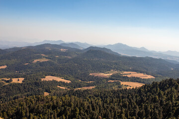 Naklejka premium Overlooking the fields from the mountain