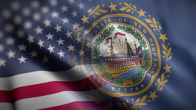 New Hampshire State USA Mixed Flag Close Up HD