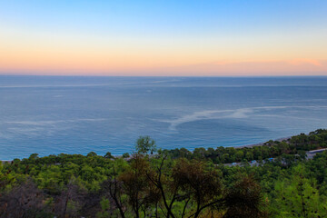 Fototapeta na wymiar Sunset over the Mediterranean sea in Turkey